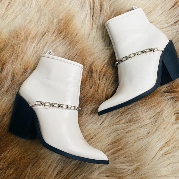 ASOS Shoes - ASOS White Ankle Booties Chain Western Pointed Toe Chelsea Boot